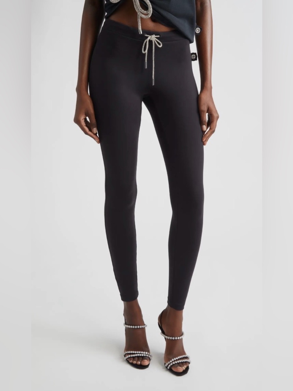 AREA Black Slim Drawstring Leggings